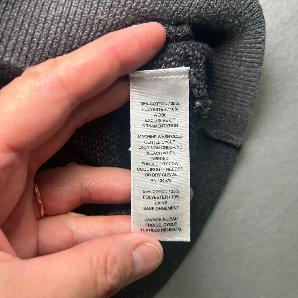 Vineyard Vines Quarter Zip Sweater Mens Medium Gray Cotton Wool Blend Pullover